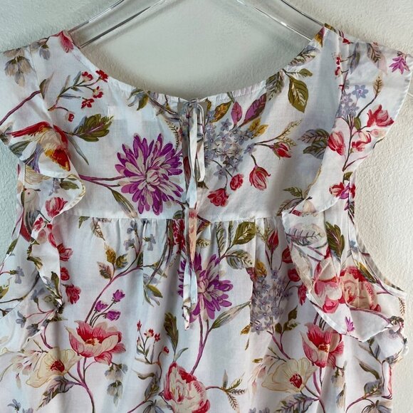 LC Lauren Conrad Floral Ruffle Trim Sleeveless Top Size Medium - Picture 12 of 12